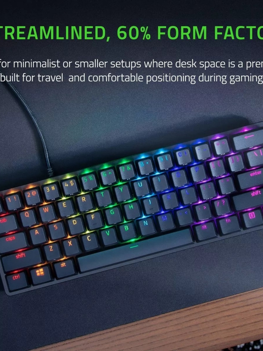 Razer 60% Mechanical RGB Gaming Keyboard - Black with Rainbow Lighting